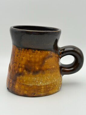 Vintage Studio Pottery Tenmoku Drip Glaze Stoneware Mug (SKU: 001MG)